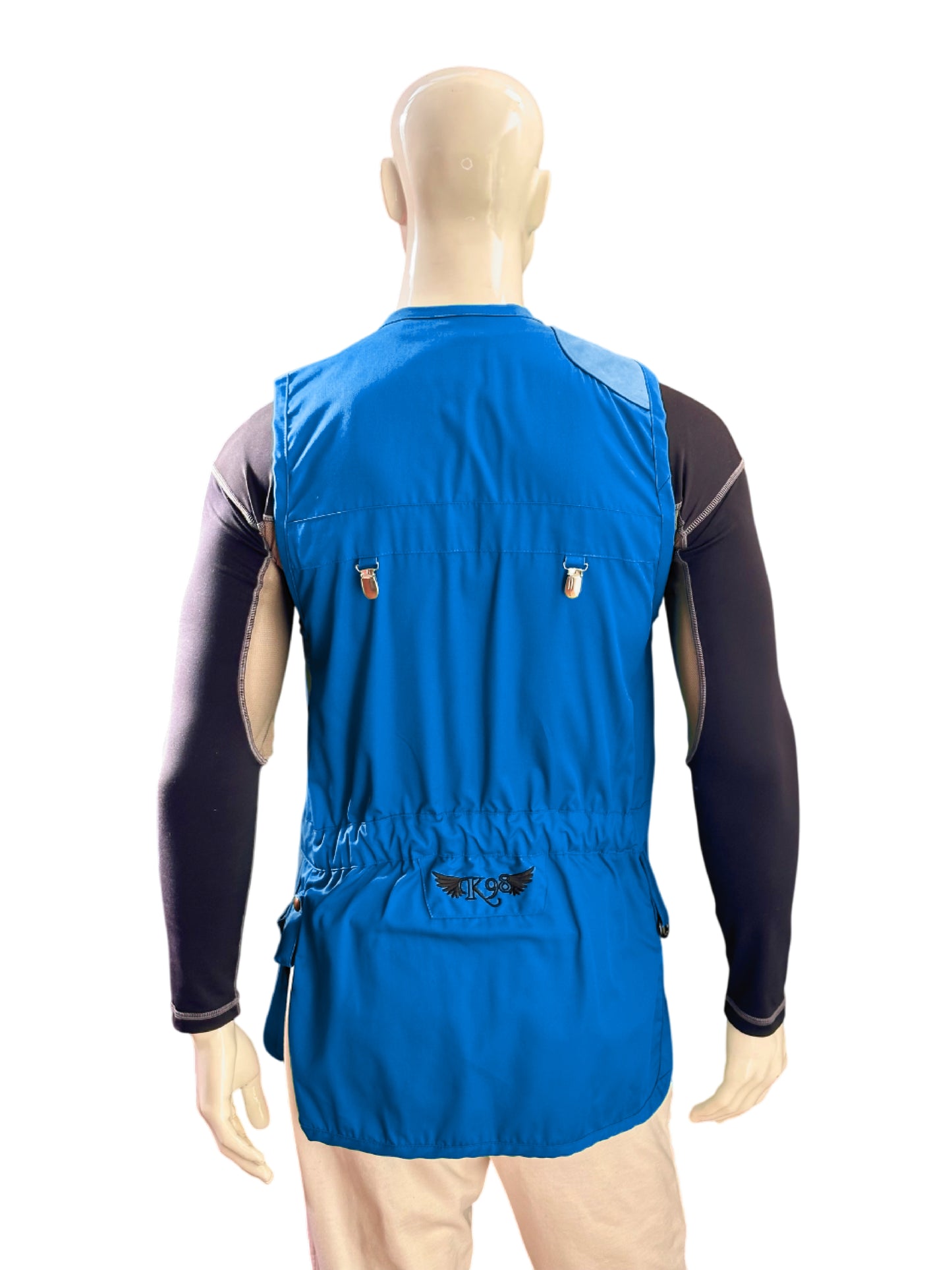 Retro del gilet K98 K7 Double senza mesh, design leggero e dinamico con finiture in tessuto blue royal