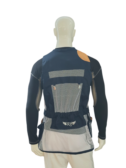 Retro del gilet tecnico K98 K7, senza tasca posteriore per una maggiore leggerezza e comfort.