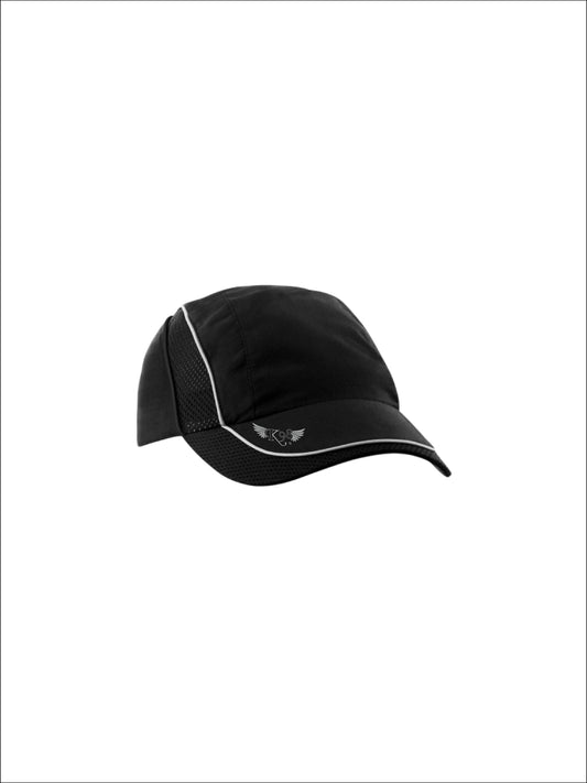 Cappellino K98 Tech Mesh nero, vista frontale con pannelli in mesh traspirante