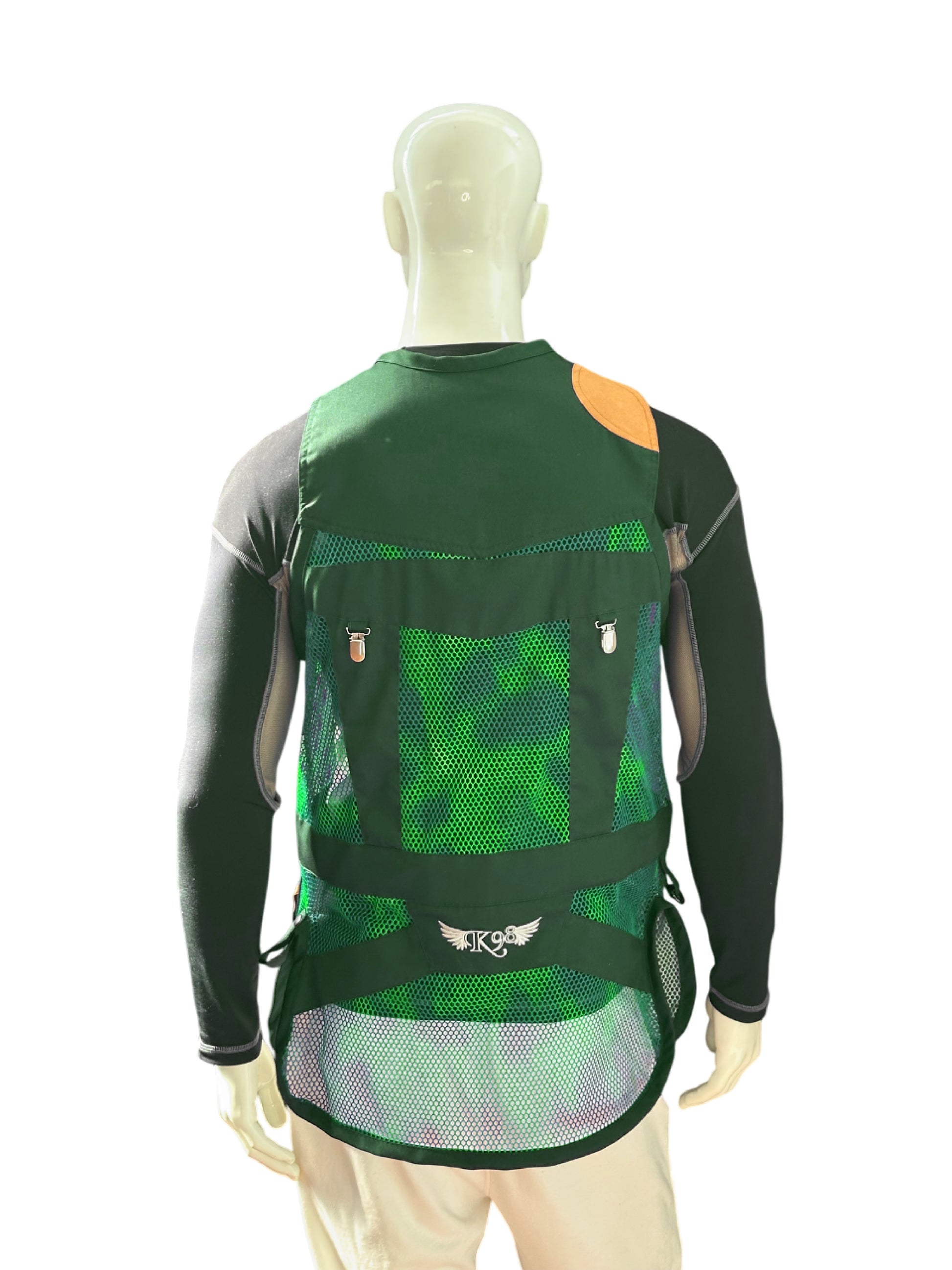 Retro del gilet K98 K11 Trap Galassia Verde, design senza tasca posteriore per maggiore leggerezza