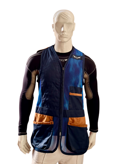 Gilet da tiro K98 K11 Trap Basic Blu vista frontale, design sportivo e funzionale​

