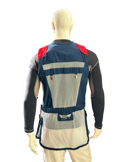 Gilet da tiro K98 K7 Double Classic vista posteriore, design italiano con doppia zona fucile in ecopelle​