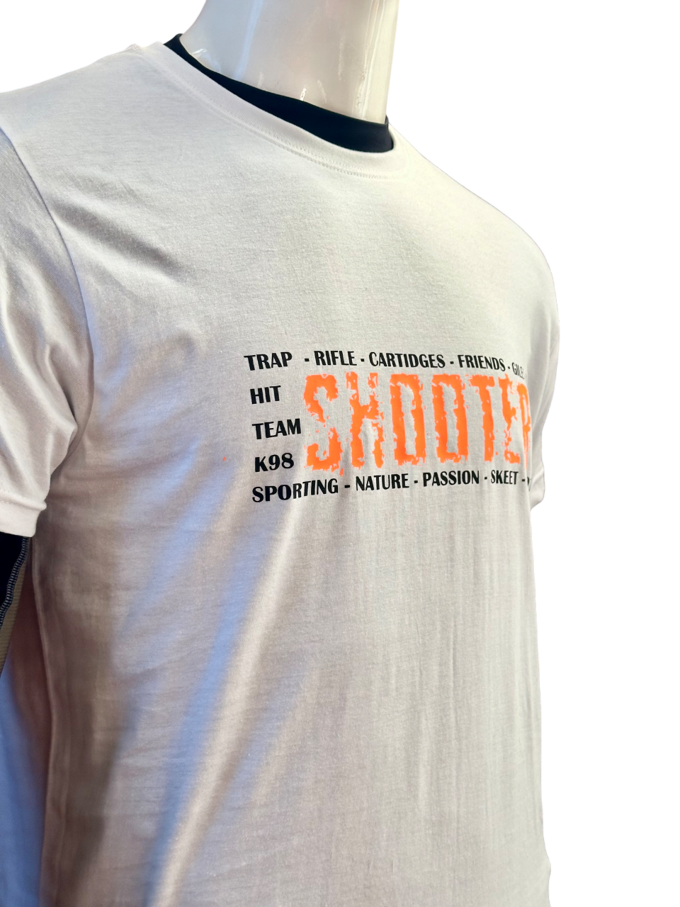 Tessuto della T-shirt K98 Shooter bianca, cotone biologico OEKOTEX​